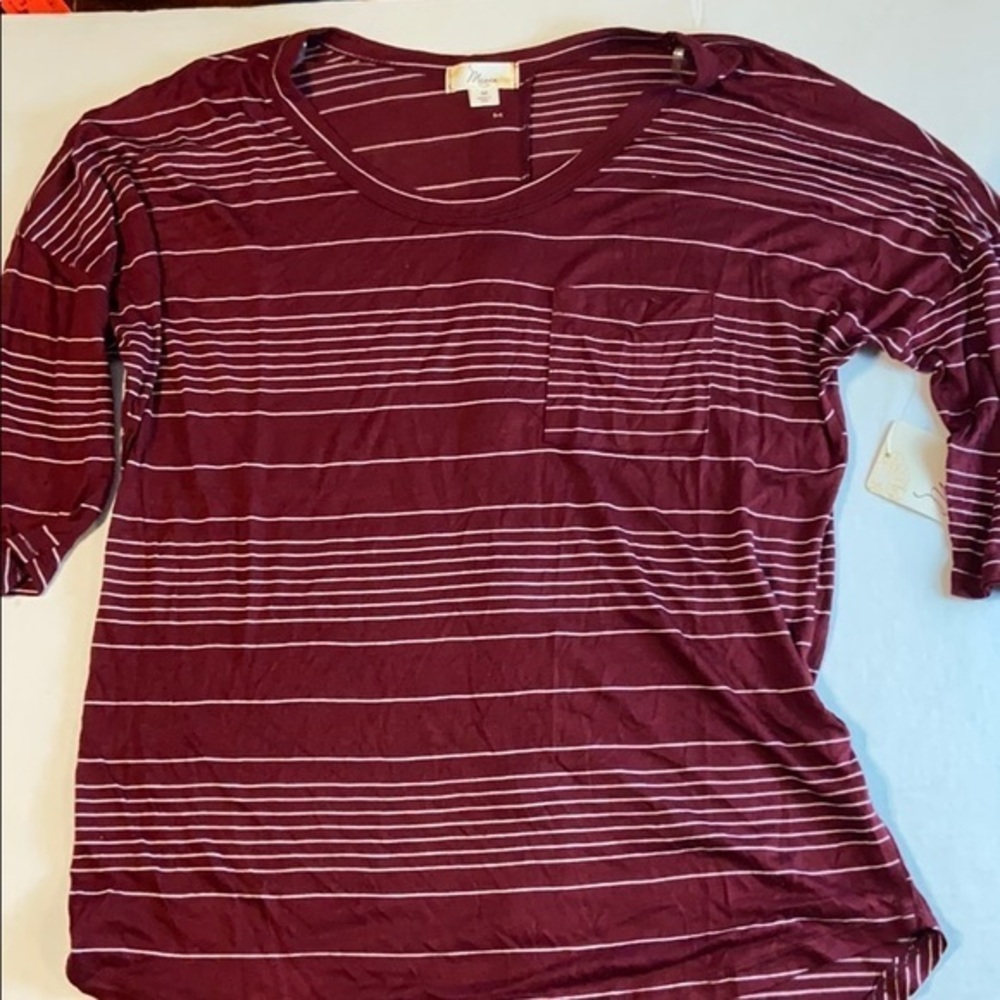 Misia burgundy top with buttons down the back made in the USA Size Medium